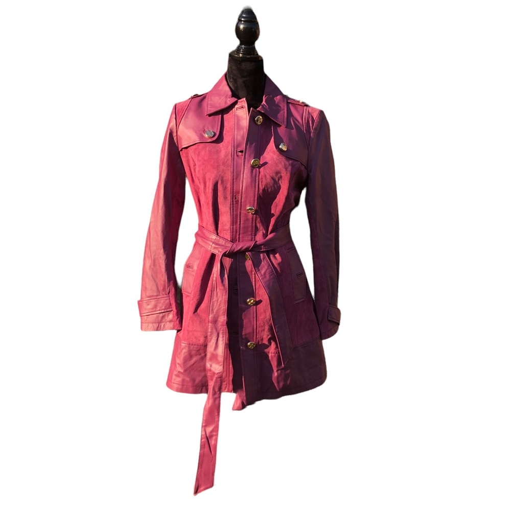 Iman Genuine Leather Mauve Coat size Small - Picture 3 of 17